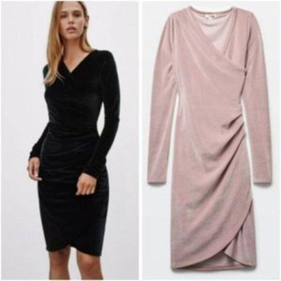 𝅺ARITZIA WILFRED FREE Klum Velvet Wrap Dress Size Small - Picture 1 of 14